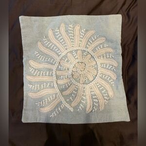 Pottery Barn embroidered shell pillow cover